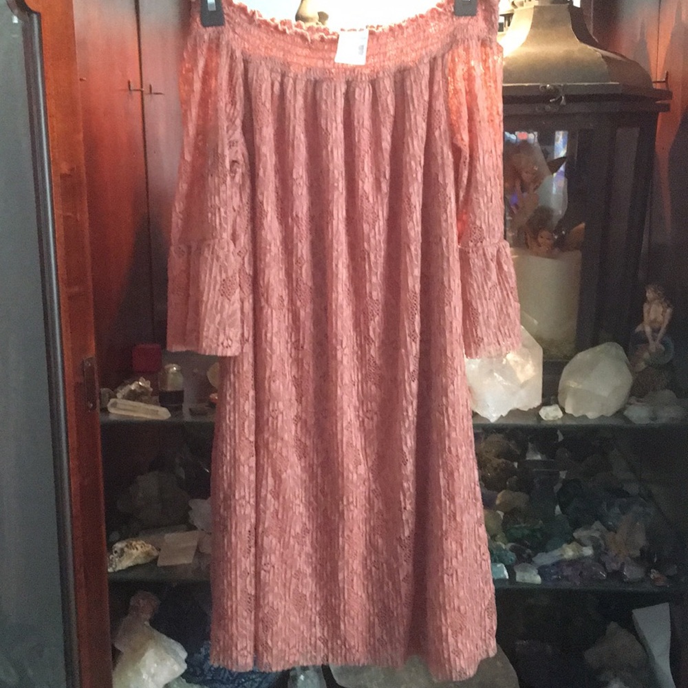 NWT off the shoulder bell sleeve boho lace dress
